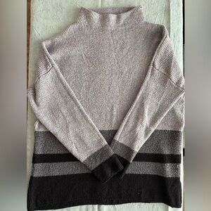 Gray and Black Crewneck Color Block Sweater